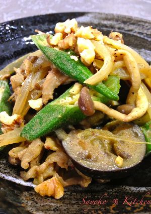 茄子とオクラのカレー豆乳炒め-レシピのメイン写真