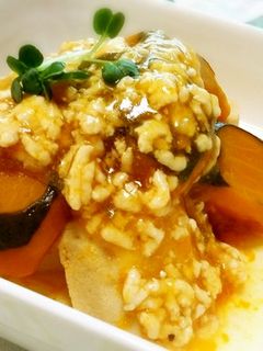 ◆かぼちゃと高野豆腐の鶏そぼろあん◆-レシピのメイン写真