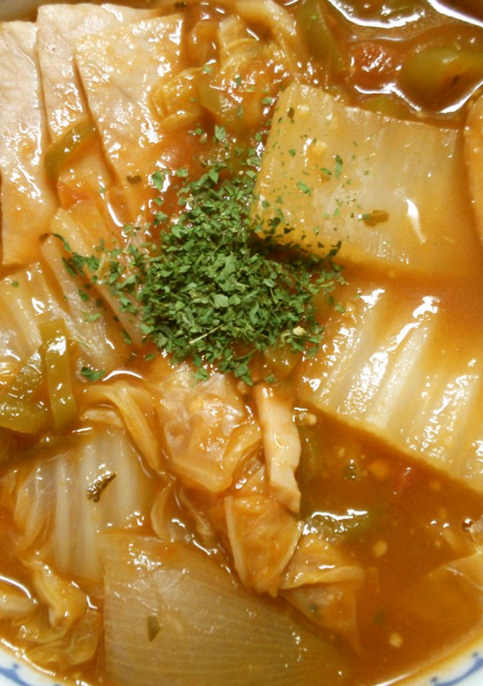 簡単！　白菜と　ベーコンの　トマト煮込み-レシピのメイン写真