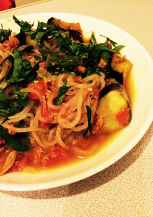 夏野菜のしらたきパスタ-レシピのメイン写真