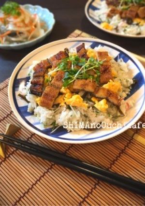 土用の丑の日に！ミョウガごはんの鰻チラシ-レシピのメイン写真