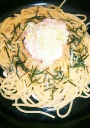 梅マヨ+鰹節+シソドレで和風?パスタ-レシピのメイン写真