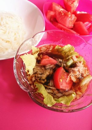 ごま油とシーチキンでサラダ風そうめんダレ-レシピのメイン写真