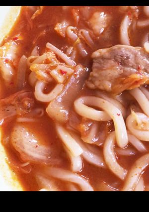 余り物でキムチうどん...♡-レシピのメイン写真