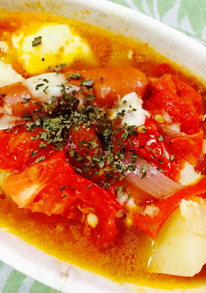 トマトチーズ煮込み♪まるごとソーセージ-レシピのメイン写真