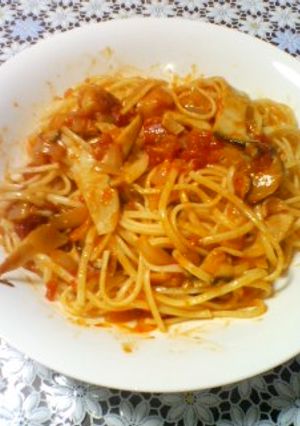 海老とキノコのトマトクリームパスタ-レシピのメイン写真