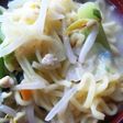 もやしたっぷりインスタントラーメンスープ