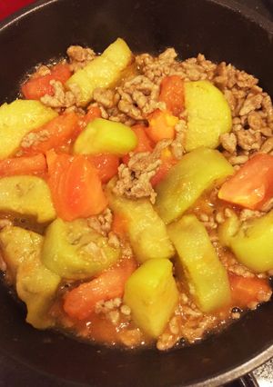 ★離乳食中期★豚肉と茄子とトマトの炒め物-レシピのメイン写真