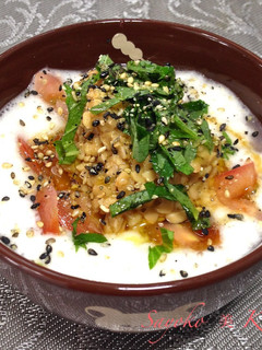 納豆とトマトの長芋とろろ玄米粥-レシピのメイン写真