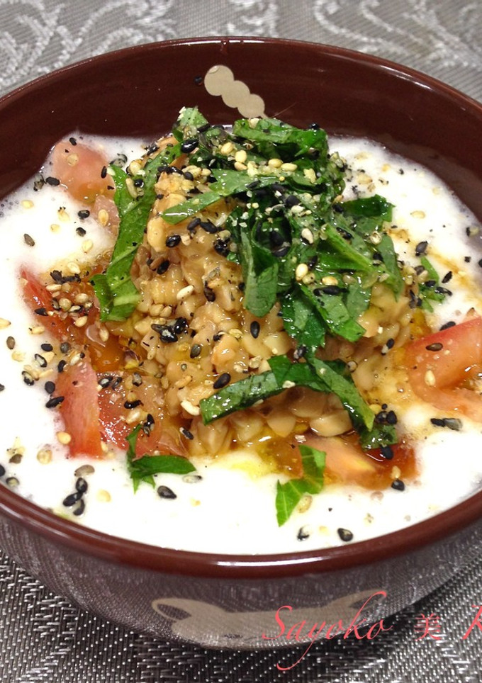 納豆とトマトの長芋とろろ玄米粥-レシピのメイン写真