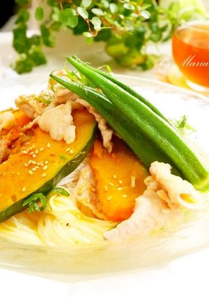 豚肉と夏野菜の焼きびたしそうめん-レシピのメイン写真