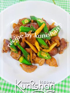くにしゃんの砂肝とおくらの醤油炒め♪-レシピのメイン写真