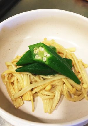 超時短！オクラエノキのポン酢リンゴ酢和え-レシピのメイン写真