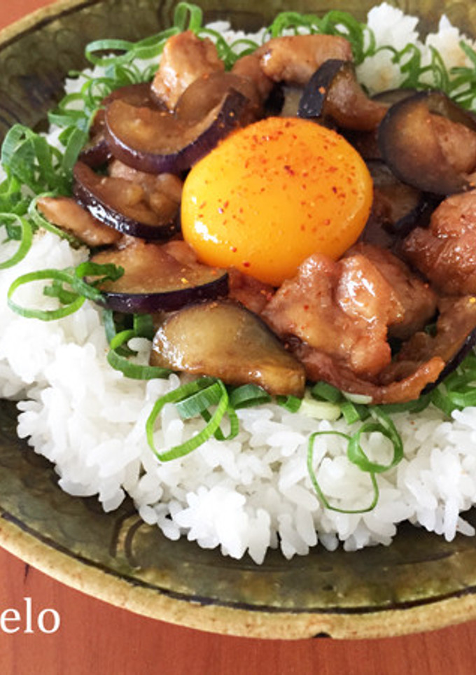 鶏と茄子のソース照り焼き丼♪ネギたっぷり-レシピのメイン写真