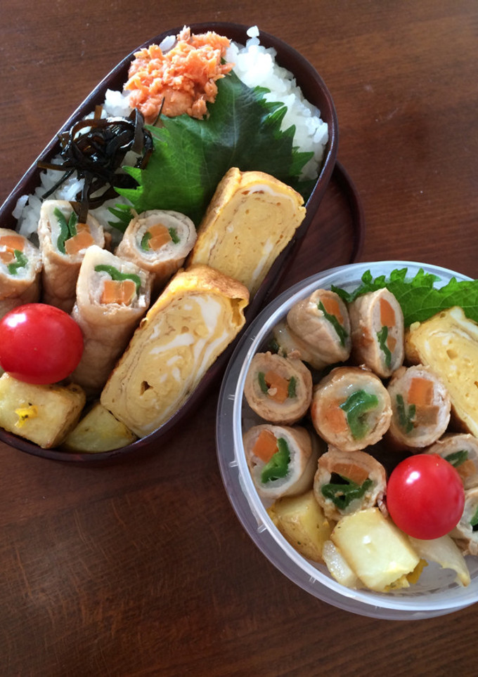 お弁当に～野菜の肉巻き・端っこで母弁当-レシピのメイン写真