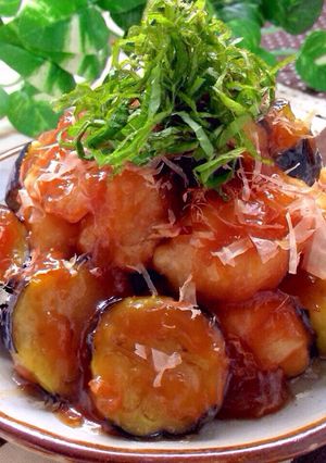 胸肉の唐揚げ&揚げ茄子の照り焼き梅ソース-レシピのメイン写真