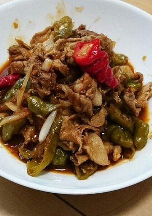 簡単!鷹の爪(獅子唐)と豚肉の炒め物-レシピのメイン写真