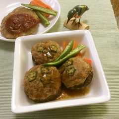 ジャンボ椎茸の肉詰め(ハンバーク)-レシピのメイン写真