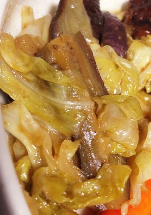 簡単！茄子とキャベツの胡麻ドレ味噌炒め-レシピのメイン写真