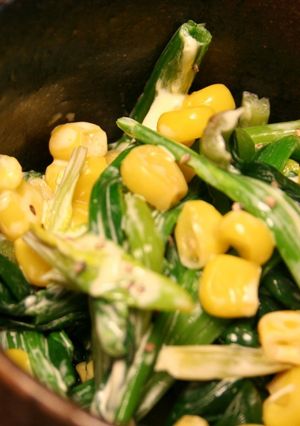 給食の味。*ほうれん草とコーンのマヨあえ-レシピのメイン写真