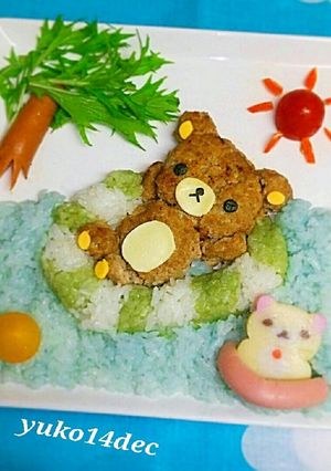 リラックマ海で遊ぶ夏休みハンバーグ夜ご飯-レシピのメイン写真