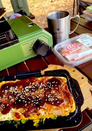 キャンプ飯！すぐ出来る簡単ネギ焼き-レシピのメイン写真