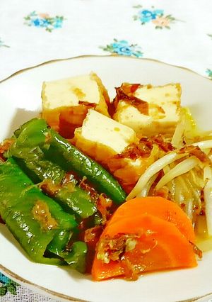 万願寺唐辛子と厚揚げ・もやしの土佐煮♪-レシピのメイン写真