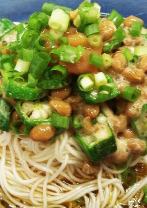 簡単！酸っぱい梅干し入ネバネバ素麺-レシピのメイン写真