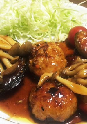 野菜の肉詰（しめじのテリヤキ大蒜ソース）-レシピのメイン写真
