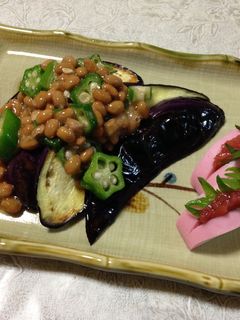 茄子のオクラ納豆のせ-レシピのメイン写真