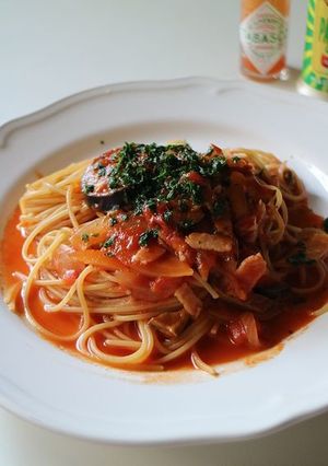 ポルチーニとナスのトマトパスタ-レシピのメイン写真