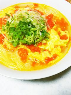 鶏がらスープでトマたま素麺-レシピのメイン写真