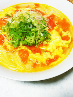 鶏がらスープでトマたま素麺-レシピのメイン写真