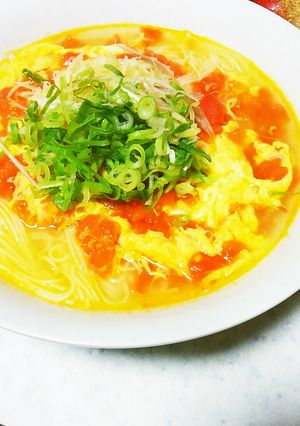 鶏がらスープでトマたま素麺-レシピのメイン写真