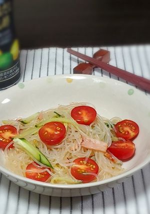 🤍牡蠣だし香る！焼豚と彩り野菜の春雨サラダ-レシピのメイン写真