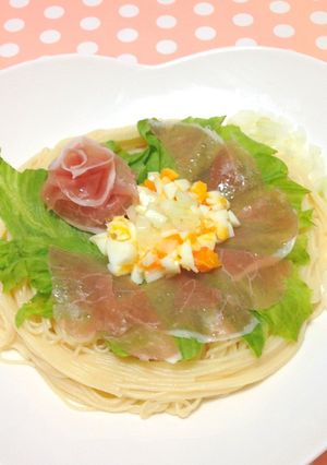 簡単失敗なし！生ハムと玉子のカッペリーニ-レシピのメイン写真