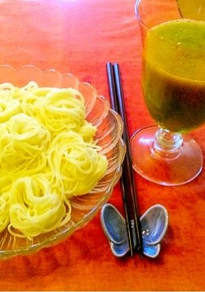京都の割烹で食べたよ＊おくらのとろろ素麺-レシピのメイン写真