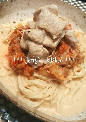 豚しゃぶキムチもやしのごま風味そうめん-レシピのメイン写真