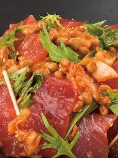 まぐろとみず菜の納豆キムチあえ-レシピのメイン写真