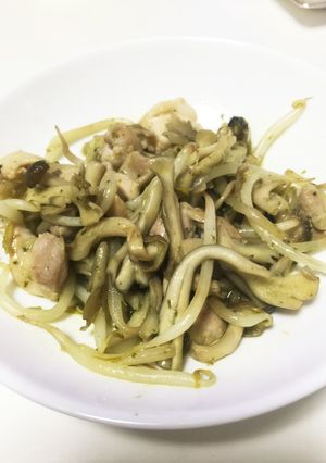 鶏肉とキノコのバジルソース炒め-レシピのメイン写真