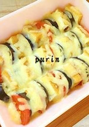 レンジ　de　ナスとトマトのチーズ焼き-レシピのメイン写真