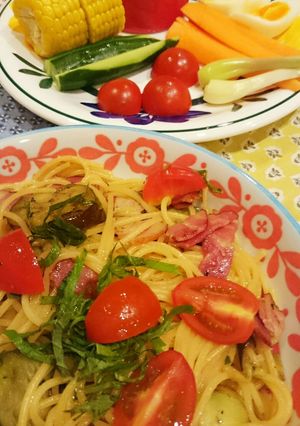 夏野菜 ナスとトマトベーコンの和風パスタ-レシピのメイン写真