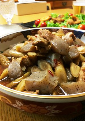 圧力鍋で鶏肉・ごぼう・こんにゃくの煮物♪-レシピのメイン写真