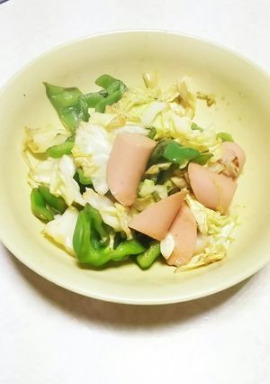 キャベツ魚二ソピーマンめんつゆ炒め-レシピのメイン写真