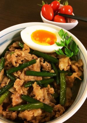 豚バラ✿ニンニクの芽のスタミナ丼✿-レシピのメイン写真