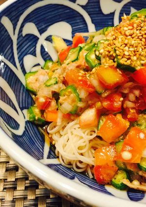 ☆免疫力UPオクラトマトのツナタマ素麺☆-レシピのメイン写真