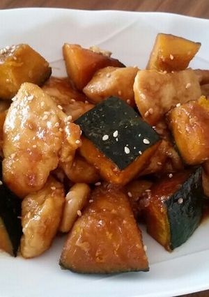 かぼちゃとむね肉の甘酢味噌焼き-レシピのメイン写真