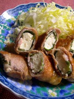巻いて焼くだけ!豆腐と大葉の肉巻き-レシピのメイン写真