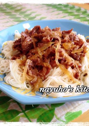夏ランチ♪ぶっかけ肉そうめん-レシピのメイン写真