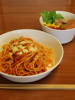 キャンプのごはん パスタ&サラダ-レシピのメイン写真